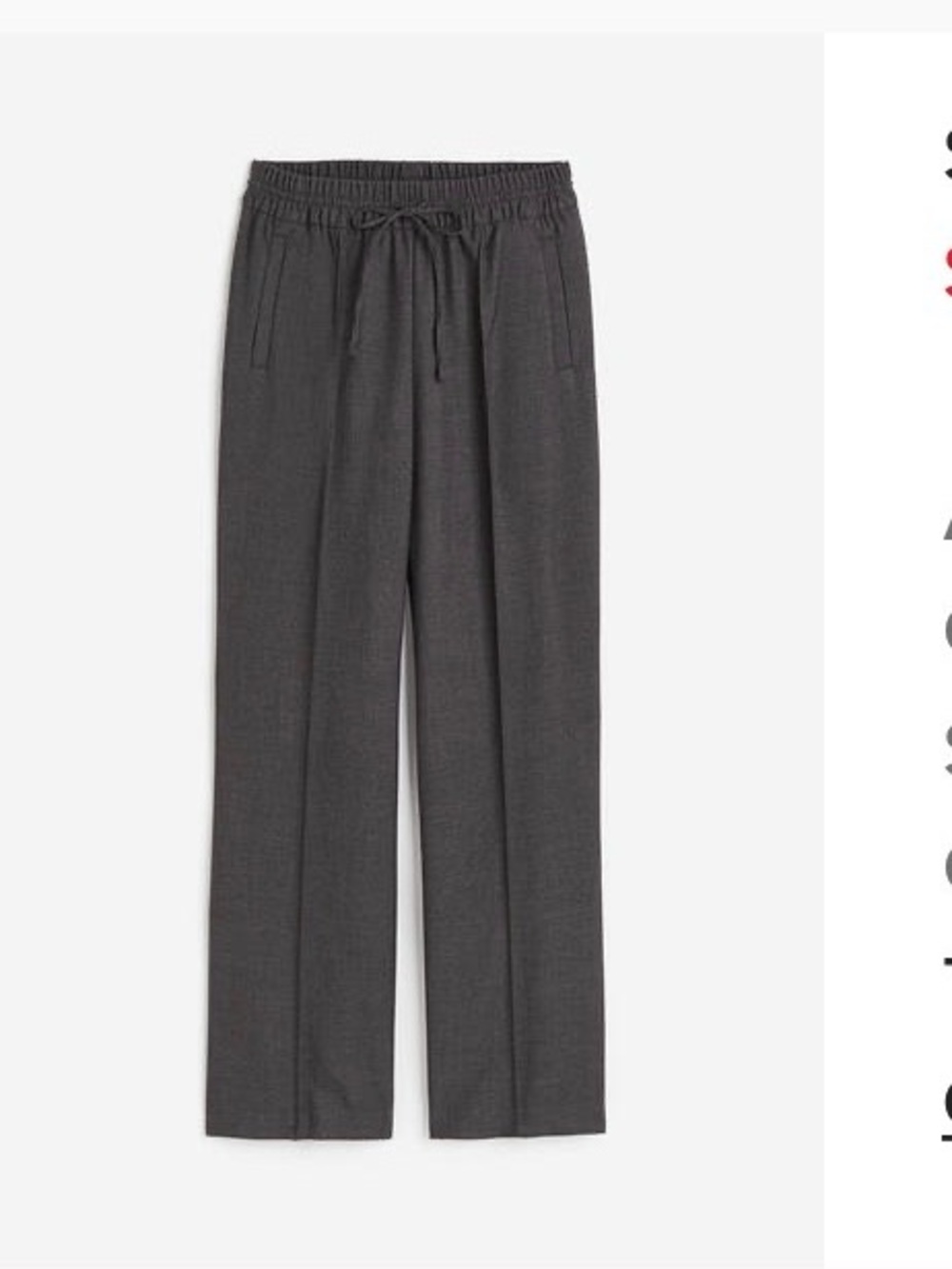 H&M Dark Gray Straight Creased Pants S